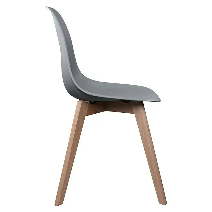 Home Deco Factory Silla Stockholm - Gris, 4 pzs. - Silla de diseño moderno en gris con patas de madera. Silla que combina diseño moderno con elementos naturales para una vida elegante.