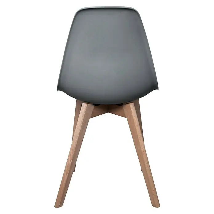 Home Deco Factory Silla Stockholm - Gris, 4 pzs. - Silla de diseño gris con patas de madera. La silla combina diseño moderno con materiales naturales para un aspecto elegante.