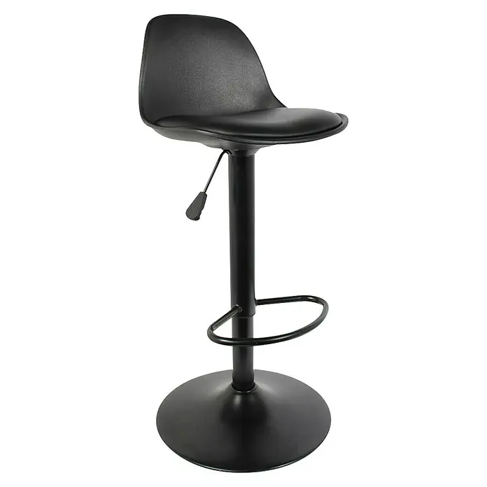 Taburete de cocina Isak - Altura: 104 mm, Negro - Taburete de bar negro con asiento de altura ajustable y reposapiés, que ofrece confort y estilo en cualquier espacio.