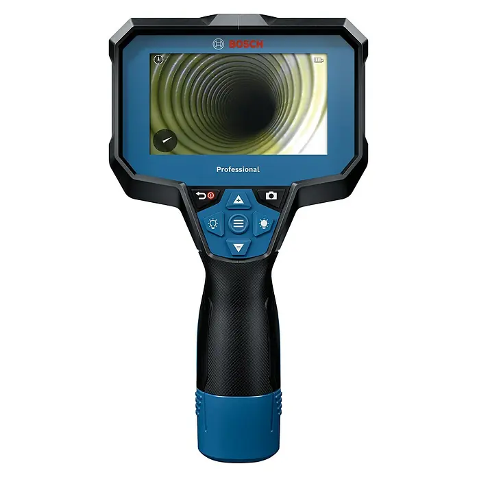 Bosch Professional Inspektionskamera GIC 12V-4-23 C - Länge Schwanenhals: 150 cm, Auflösung: 1280 x 720 Pixel, 7 -tlg. - Bosch Professional Inspektionskamera mit hochauflösendem Display zur präzisen Analyse schwer zugänglicher Bereiche.