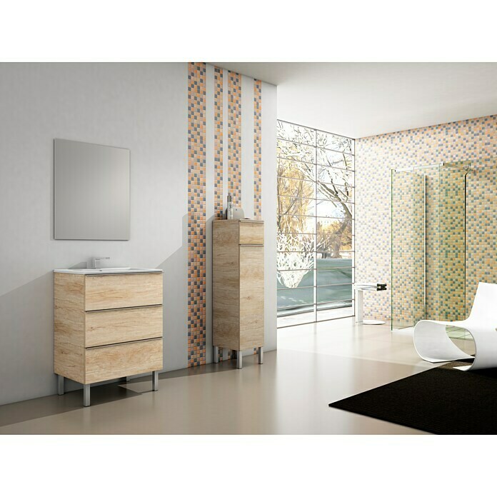 Conjunto de mueble de baño Abril Slim (70 cm, Nature, Mate, 3 pzs.)