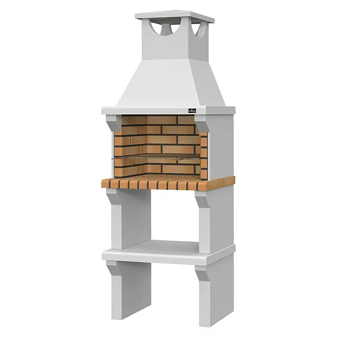Collippo Parrilla para barbacoa - L x An: 35 x 52 cm, Hierro - Barbacoa exterior independiente con compartimento de ladrillos y conducto de ventilación para el jardín.