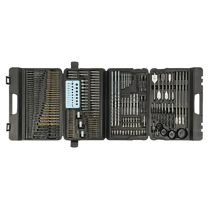 Kreator Set de brocas - 204 pzs. - Juego completo de brocas en una maleta negra, ideal para aficionados al bricolaje y profesionales. Amplia selección de brocas para diversos materiales.