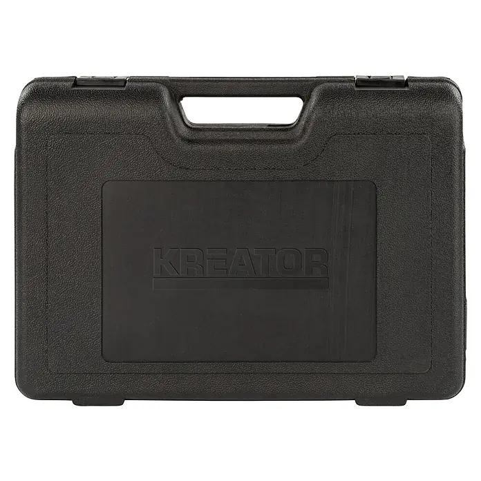 Kreator Set de brocas - 204 pzs. - Maletín de herramientas negro Kreator con asa y logotipo en relieve. Ideal para guardar y transportar herramientas con seguridad.
