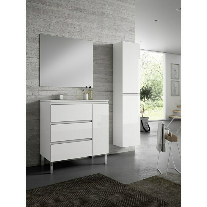 Mueble de lavabo Hermes (L x An x Al: 46 x 80 x 85 cm, Blanco, Brillante)