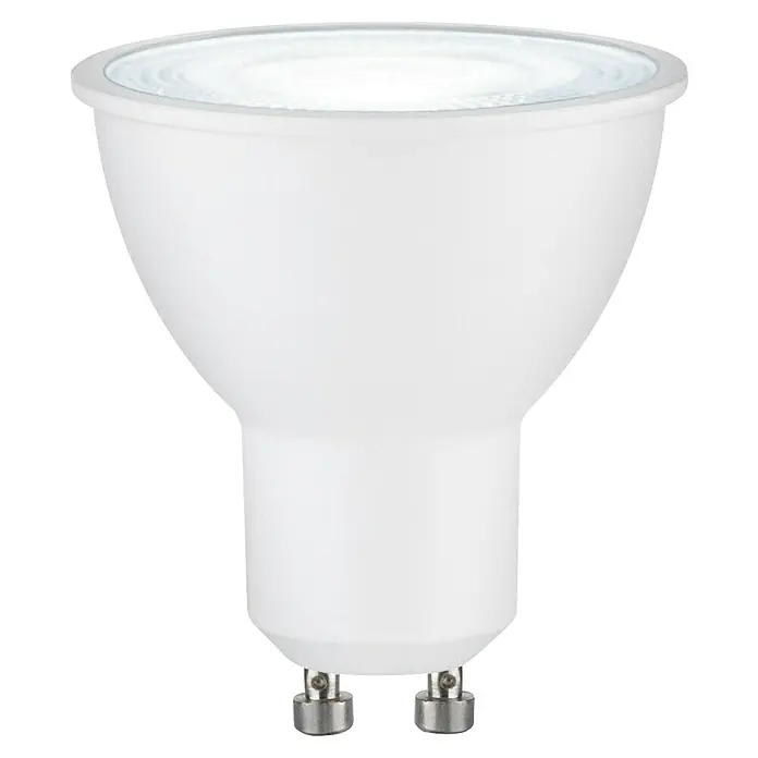 Paulmann Smart-LED-Lampe - GU10, Dimmbar, RGBW, 350 lm, 4,8 W, Weiß - Nahaufnahme einer GU10 LED-Lampe mit weißem Gehäuse. Ideal für moderne Beleuchtungslösungen und Energieeffizienz.