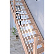 Starwood Raumspartreppe Rhodos (Breite: 80 cm, Buche, Geschosshöhe: 300 cm, Gerade, Montageseite Geländer: Links, Geländer Holz/Edelstahl, Mit Setzstufen) | BAUHAUS