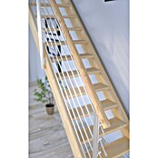 Starwood Raumspartreppe Korfu (Breite: 84 cm, Fichte, Geschosshöhe: 300 cm, 1/4-gewendelt rechts, Montageseite Geländer: Wahlweise links/rechts, Designgeländer Edelstahl, Ohne Setzstufen) | BAUHAUS