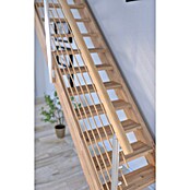 Starwood Raumspartreppe Mykonos (Breite: 85 cm, Eiche, Geschosshöhe: 280 cm, Gerade, Montageseite Geländer: Wahlweise links/rechts, Designgeländer Holzrundstäbe, Mit Setzstufen) | BAUHAUS