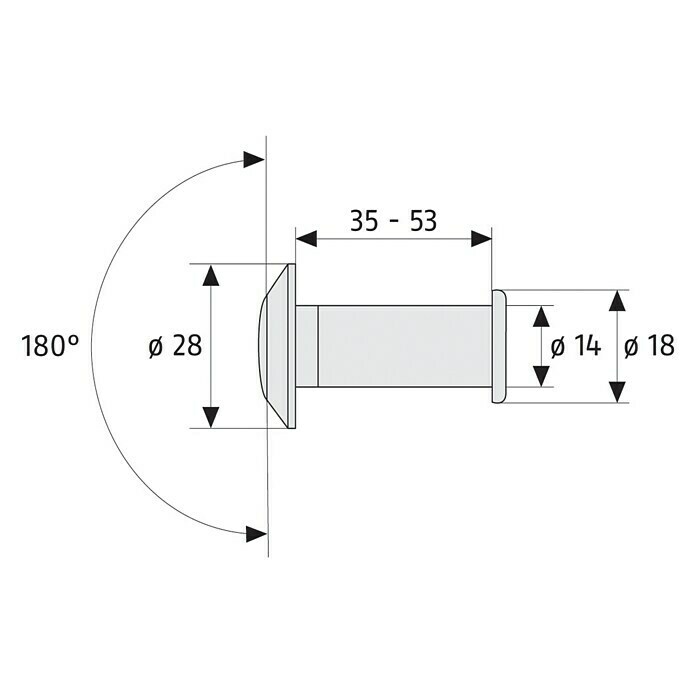 Abus Türspion 2200Vernickelt, Türstärke: 35 mm - 53 mm, Messing Unknown