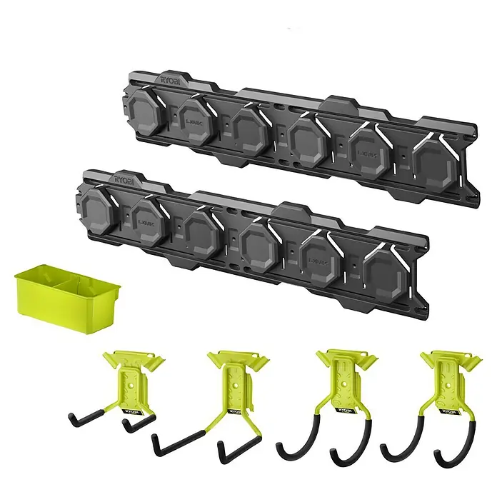 Ryobi Link Systemhalter RSLWPK-7PC - Geeignet für: Elektrowerkzeuge, 7 -tlg. - Ryobi Link Wandorganisationssystem mit Zubehör zur Aufbewahrung von Werkzeugen und anderen Gegenständen in der Werkstatt.