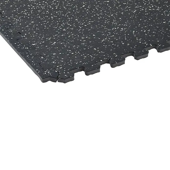 Mottez Estera antideslizante ensamblable B516VPRO - Negro, L x An: 62 x 62 cm - Una sola esterilla de puzzle negra con motas blancas, ideal para gimnasios y entrenamientos en casa para proteger el suelo.