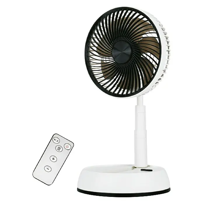 Fulmo Ventilador de sobremesa Eolo - Blanco - Imagen de un ventilador portátil blanco con control remoto. Ideal para uso personal y para mejorar la circulación del aire.
