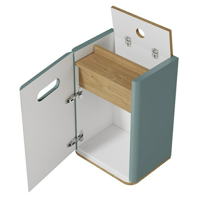 VitrA Sento Halbhochschrank (B x T x H: 40 x 29,5 x 58 cm, Fjordgrün, Anschlag: Links) | BAUHAUS