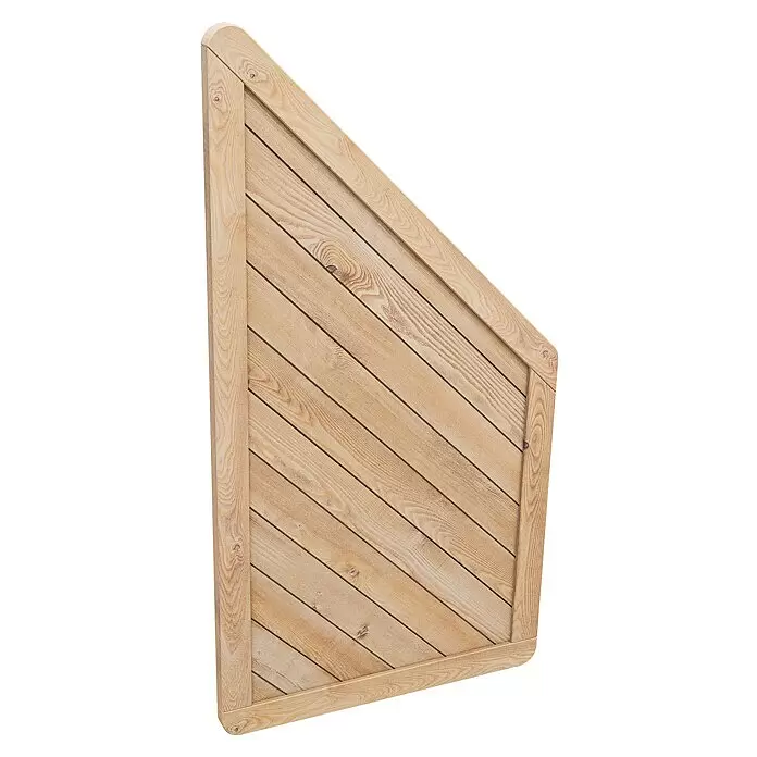 Joda Sichtschutzelement Montreal - 90 x 90/180 cm, Holz, Natur - Hellbraunes Holzzaunelement mit diagonalen Latten.
