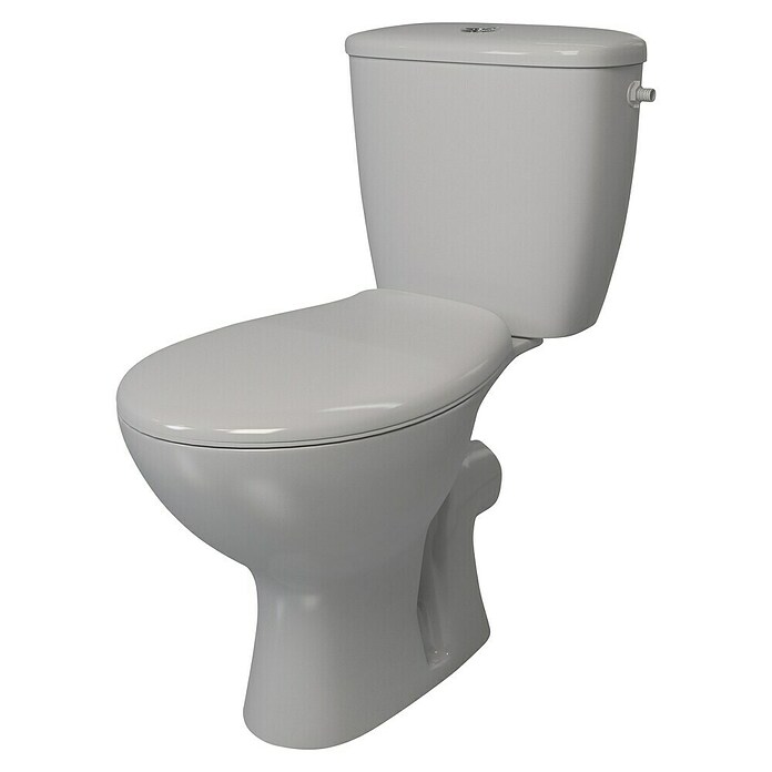 Stand-WC-Kombination Delta (Spülrandlos, Ohne Spezialglasur, Spülform: Tief, WC Abgang: Waagerecht, Weiß) | BAUHAUS