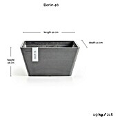 Ecopots Berlin Pflanzschale eckig (Außenmaß (L x B x H): 41 x 41 x 18 cm, Kunststoff, Grau) | BAUHAUS