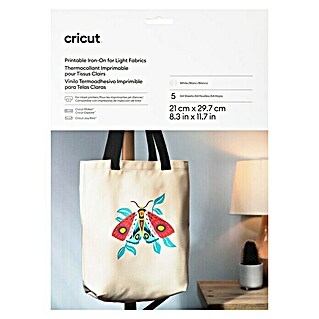 Cricut Aufbügelfolie Light Fabrics (5 Stk., Weiß, L x B: 29,7 x 21 cm)