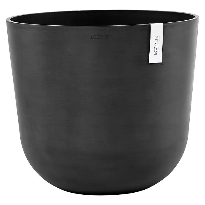 Ecopots Oslo Pflanztopf - Außenmaß (Ø x H): 55 x 48,5 cm, Kunststoff, Dunkelgrau - Schwarzer Ecopots-Blumentopf aus recyceltem Kunststoff. Der runde Pflanztopf hat ein modernes, minimalistisches Design mit glatter Oberfläche.