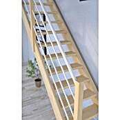 Starwood Raumspartreppe Korfu (Breite: 80 cm, Fichte, Geschosshöhe: 300 cm, Gerade, Montageseite Geländer: Links, Geländer Holz/Edelstahl weiß, Mit Setzstufen) | BAUHAUS