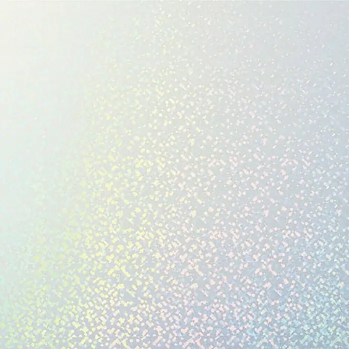 Cricut Aufkleber Set Holografisch Bedruckbar und Wasserfest - 5 Stk., Transparent Holografisch, 21 x 29,7 cm - Schimmernder Hintergrund mit subtilen Farbverläufen und einer feinen, gepunkteten Textur, die ein elegantes Funkeln erzeugt.