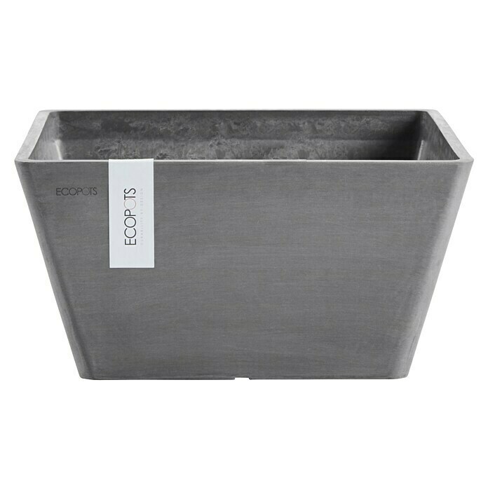 Ecopots Berlin Pflanzschale eckig (Außenmaß (L x B x H): 41 x 41 x 18 cm, Kunststoff, Grau) | BAUHAUS