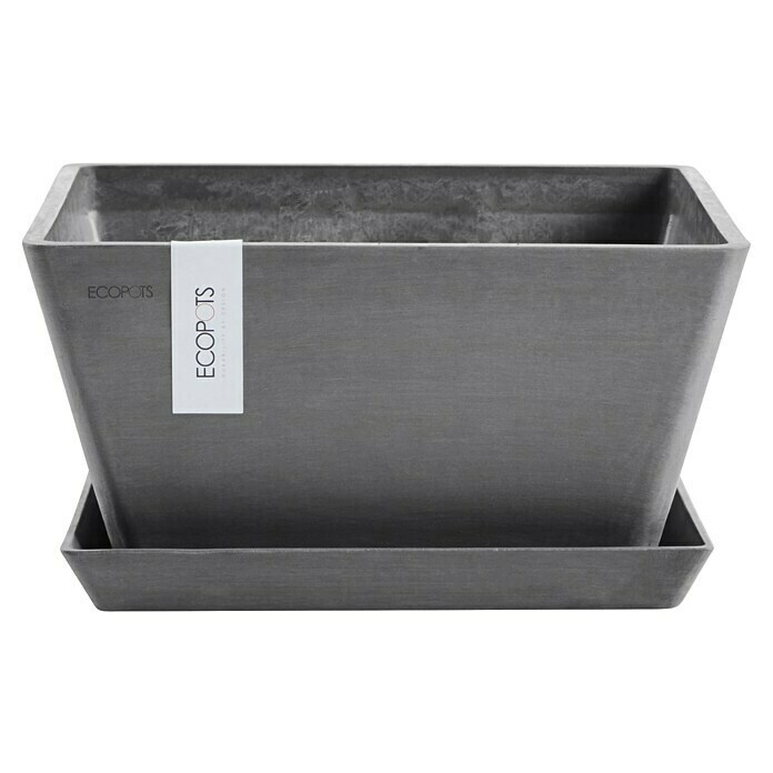 Ecopots Berlin Pflanzschale eckig (Außenmaß (L x B x H): 41 x 41 x 18 cm, Kunststoff, Grau) | BAUHAUS