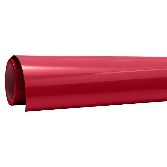 Cricut Joy Xtra Aufbügelfolie Smart Iron-On - Rot, 1 Stk., L x B: 61 x 24,1 cm - Nahaufnahme einer Rolle roter Vinylfolie. Ideal für Beschriftungen, Dekorationen und Bastelprojekte, bietet die Folie eine glänzende Oberfläche.