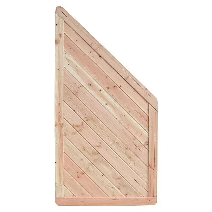 Joda Sichtschutzelement Montreal - 90 x 90/180 cm, Holz, Natur - Helles Holz Torflügel mit diagonalen Lamellen.