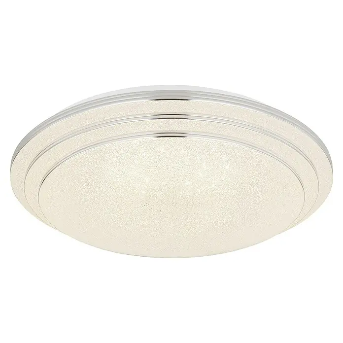 Globo LED-Deckenleuchte rund Aley - 18 W, Mehrfarbig, Weiß, Ø x H: 40 x 9,5 cm - Nahaufnahme einer runden Deckenleuchte mit einem mehrschichtigen Design und einer strukturierten, diffusen Oberfläche für sanftes Licht.