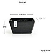 Ecopots Berlin Pflanzschale eckig (Außenmaß (L x B x H): 41 x 41 x 18 cm, Kunststoff, Dunkelgrau) | BAUHAUS