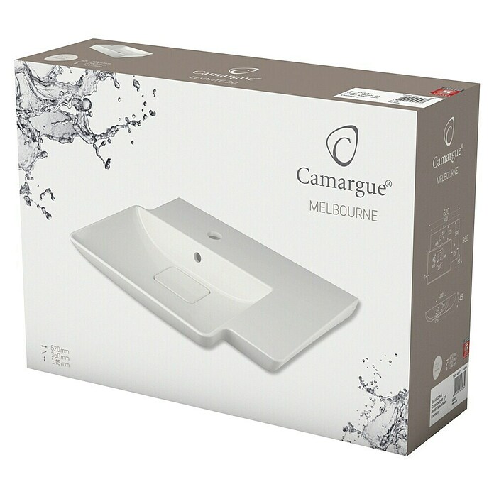 Camargue Ugradbeni umivaonik (52 x 36 cm, Keramika, Bijelo)