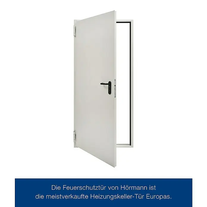 Hörmann Brandschutztür H8-5 - 87,5 x 187,5 cm, Links/Rechts, Grauweiß - Die Feuerschutztür von Hörmann, die meistverkaufte Heizungskellertür Europas.
