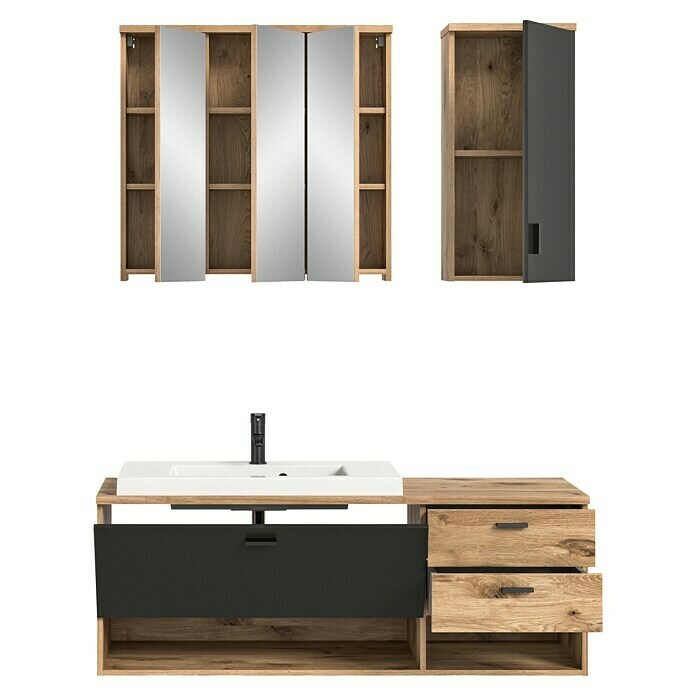 xonox.home Grado Badmöbel-Set Grado (140 cm, Nox Oak, Matt, 4 -tlg.) | BAUHAUS