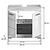 xonox.home Lambada Waschtischunterschrank Lambada (B x T x H: 60 x 34 x 56 cm, Weiß/Sonoma Eiche hell, Glänzend) | BAUHAUS