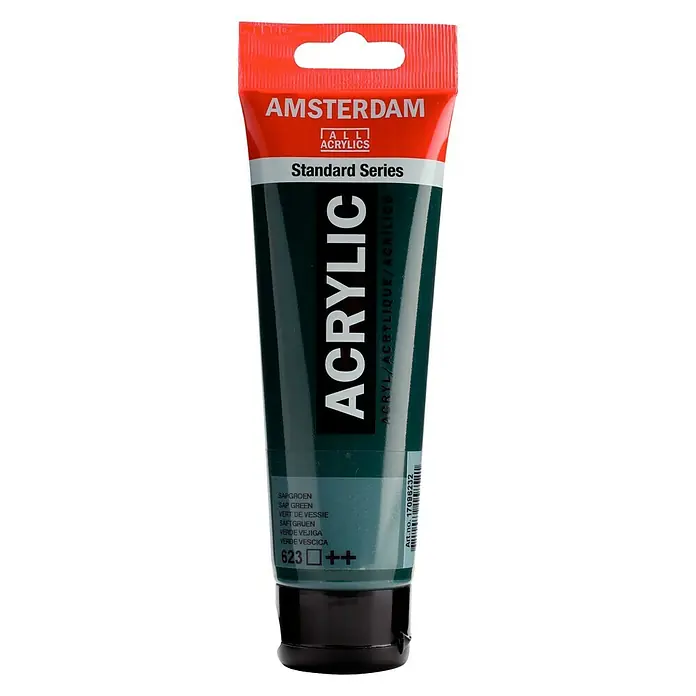 Talens Amsterdam Pintura acrílica Standard - Verde vejiga, 120 ml, Tubo - Tubo Amsterdam All Acrylics Standard Series color 623. Un producto profesional para artistas y aficionados con alta intensidad de color.