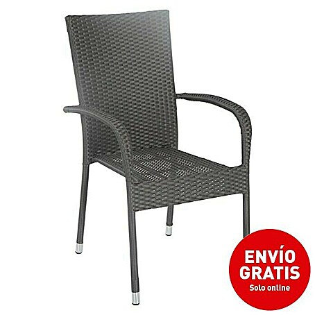 Sunfun Neila Sillón de jardín Neila (An x Pr x Al: 56 x 63 x 94 cm, Poliratán, Apilable, Gris plata)