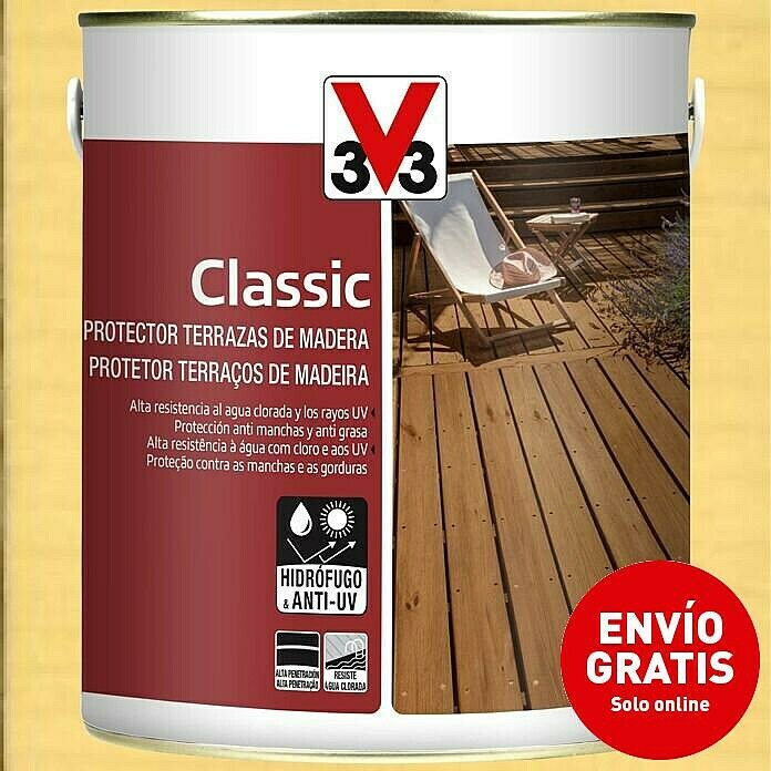 V33 Protección para madera Terrazas (Incoloro, 2,5 l, Mate)