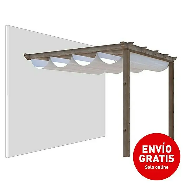Pérgola con toldo corredero con toldo Classic - L x An: 300 x 300 cm - Pérgola de madera con cobertura de lona, ideal para jardines o terrazas. La pérgola ofrece sombra y protección contra la luz solar directa.