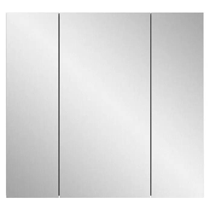 xonox.home Vira Spiegelschrank Vira - B x H: 82 x 77 cm, Ohne Beleuchtung, Holz, Weiß - Ein moderner Spiegelschrank mit drei Türen und einem minimalistischen Design, ideal für Badezimmer und andere Räume.