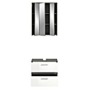 xonox.home Blake Badmöbel-Set mit Schubladen (60 cm, Weiß/Rauchsilber, Glänzend, Ohne Beleuchtung, 2 -tlg., 2 Schubladen) | BAUHAUS