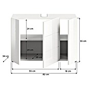 xonox.home Vira Waschtischunterschrank Vira (B x T x H: 82 x 34 x 56 cm, Weiß, Glänzend) | BAUHAUS