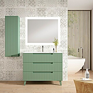 Conjunto de mueble de baño Claire (Ancho: 100 cm, Verde Mate, Número de cajones: 3 ud., 3 pzs.)