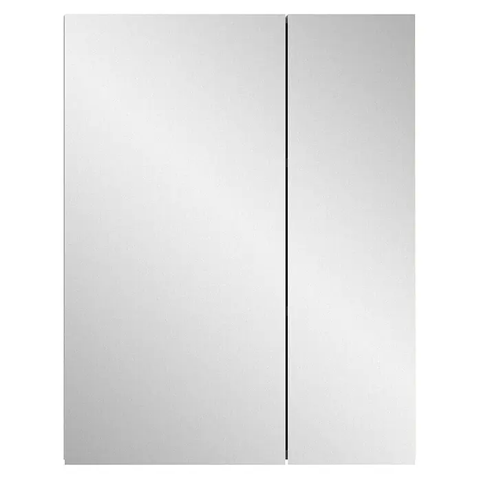 xonox.home Vira Spiegelschrank Vira - B x H: 60 x 77 cm, Ohne Beleuchtung, Holz, Weiß - Ein schlichter, weißer Spiegelschrank mit zwei Türen und minimalistischem Design. Ideal für moderne Badezimmer.