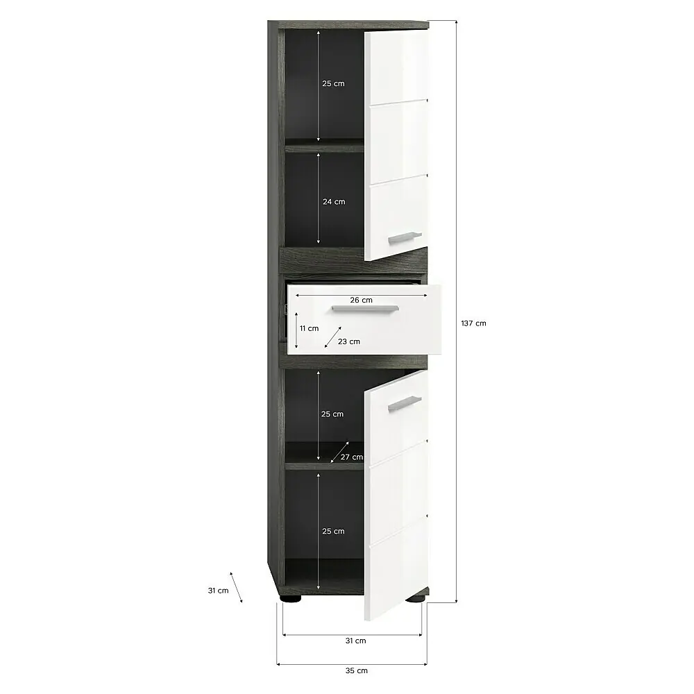 Xonox.home Hängeschrank Weiß Hochglanz Rauchsilbe Produktbild-Vorschau 8