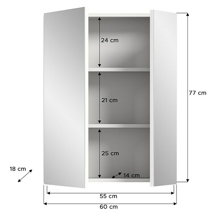 xonox.home Vira Spiegelschrank Vira (B x H: 60 x 77 cm, Ohne Beleuchtung, Holz, Weiß) | BAUHAUS