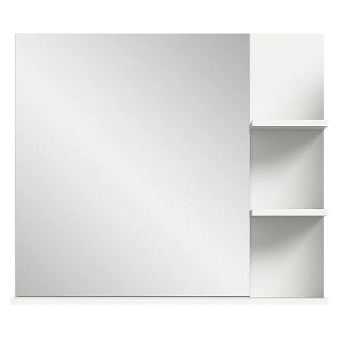 xonox.home Laredo Ablagespiegel Laredo - 80 x 16 x 70 cm, Weiß - Ein weißer Badezimmerspiegelschrank mit seitlichen Regalen bietet praktischen Stauraum und ein modernes Design für Ihr Badezimmer.