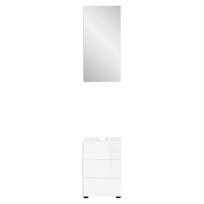 xonox.home Vira Badmöbel-Set Vira - 38 cm, Weiß, Glänzend, Mit Beleuchtung - Ein moderner Badezimmerschrank mit Spiegelschrank, der durch sein schlichtes Design und seine Funktionalität besticht. Ideal für jedes Badezimmer.
