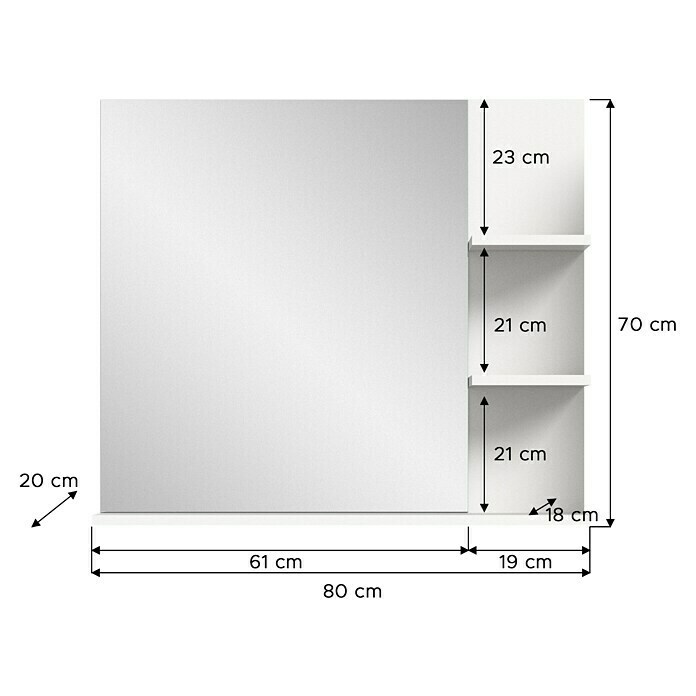 xonox.home Laredo Ablagespiegel Laredo (80 x 16 x 70 cm, Weiß) | BAUHAUS