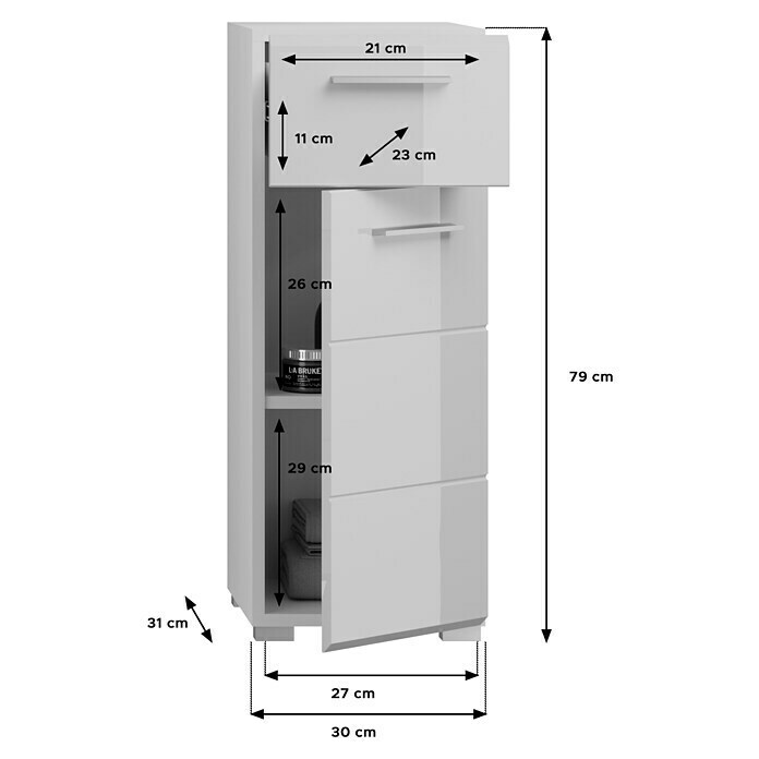 xonox.home Lina Unterschrank Lina (B x T x H: 30 x 31 x 79 cm, Weiß) | BAUHAUS